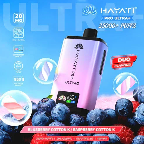 Hayati Pro Ultra Plus 25000 Kit - Blueberry Cotton K / Raspberry Cotton K